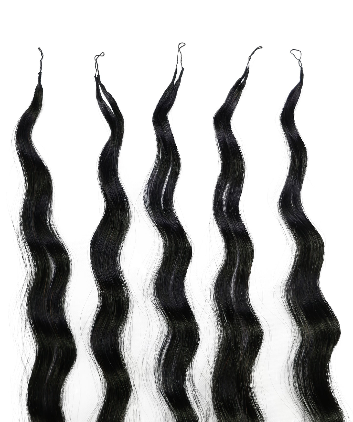 LUXLUXE Knotless Wet & Wavy Crochet Human Hair Extensions - Natural Black 14" 40g 16" 45g & 18" 50g Pre Separated 40 Strands Feather Hairpiece With String In The Middle Braid