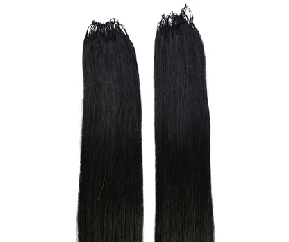 LUXLUXE Knotless Silk Straight Crochet Human Hair Extensions - Natural Black 14" 40g 16" 45g & 18" 50g Pre Separated 40 Strands Feather hairpiece for Women