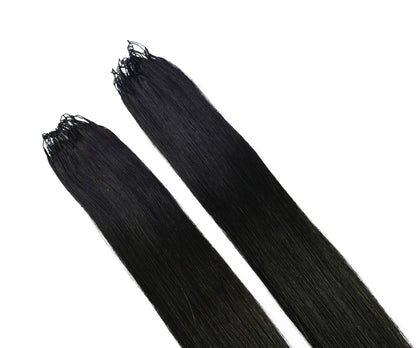LUXLUXE Knotless Silk Straight Crochet Human Hair Extensions - Natural Black 14" 40g 16" 45g & 18" 50g Pre Separated 40 Strands Feather hairpiece for Women
