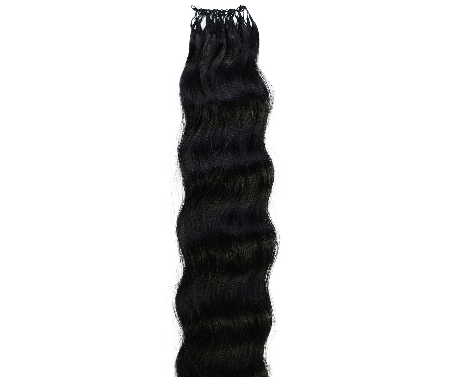 LUXLUXE Knotless Wet & Wavy Crochet Human Hair Extensions - Natural Black 14" 40g 16" 45g & 18" 50g Pre Separated 40 Strands Feather Hairpiece With String In The Middle Braid