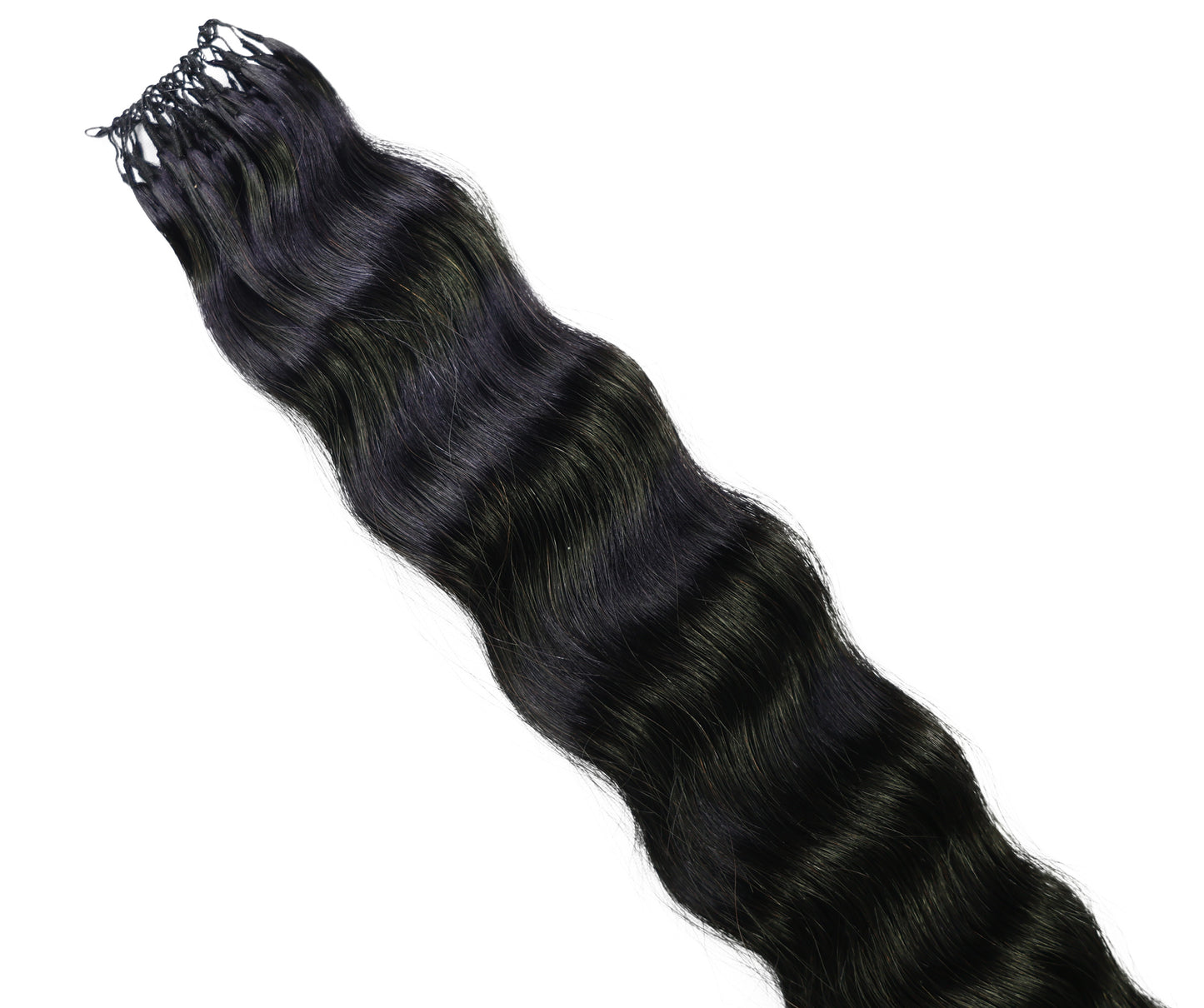 LUXLUXE Knotless Wet & Wavy Crochet Human Hair Extensions - Natural Black 14" 40g 16" 45g & 18" 50g Pre Separated 40 Strands Feather Hairpiece With String In The Middle Braid