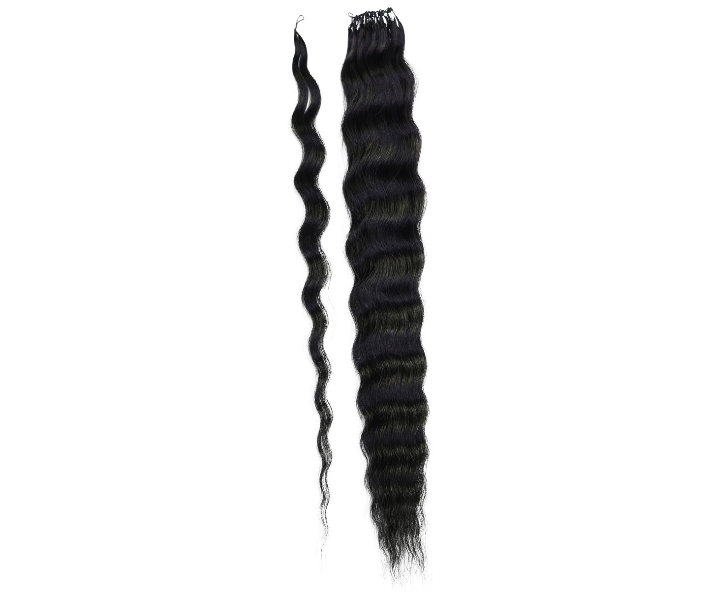 LUXLUXE Knotless Wet & Wavy Crochet Human Hair Extensions - Natural Black 14" 40g 16" 45g & 18" 50g Pre Separated 40 Strands Feather Hairpiece With String In The Middle Braid