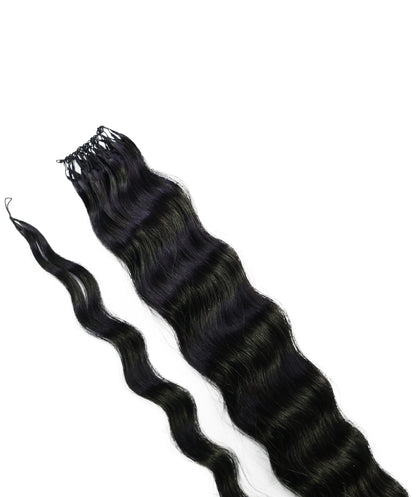 LUXLUXE Knotless Wet & Wavy Crochet Human Hair Extensions - Natural Black 14" 40g 16" 45g & 18" 50g Pre Separated 40 Strands Feather Hairpiece With String In The Middle Braid