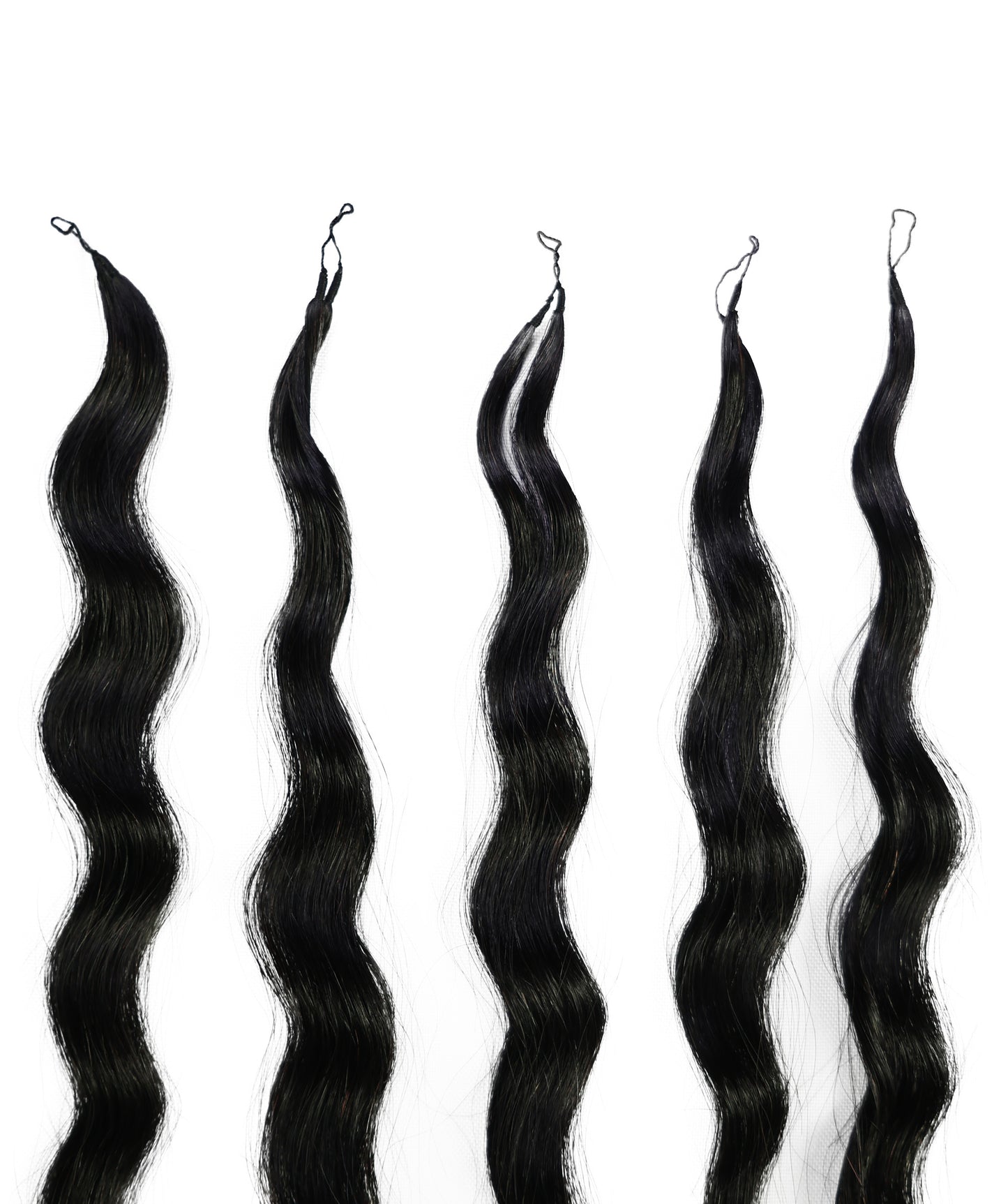 LUXLUXE Knotless Wet & Wavy Crochet Human Hair Extensions - Natural Black 14" 40g 16" 45g & 18" 50g Pre Separated 40 Strands Feather Hairpiece With String In The Middle Braid
