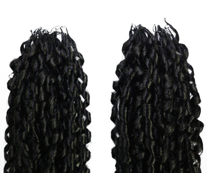 LUXLUXE Knotless Pixie Curly Raw Crochet Natural Human Hair Extensions - 14" 40g 16" 45g & 18" 50g Pre Separated 40 Strands Feather Hairpiece for Women