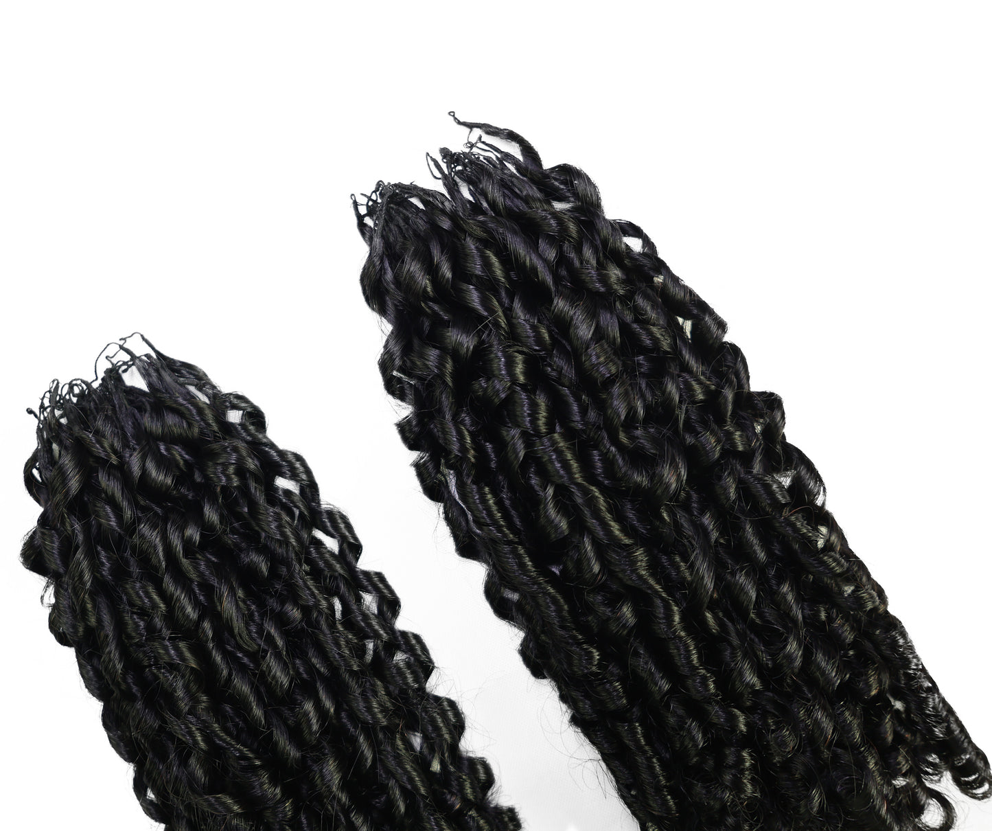 LUXLUXE Knotless Pixie Curly Raw Crochet Natural Human Hair Extensions - 14" 40g 16" 45g & 18" 50g Pre Separated 40 Strands Feather Hairpiece for Women