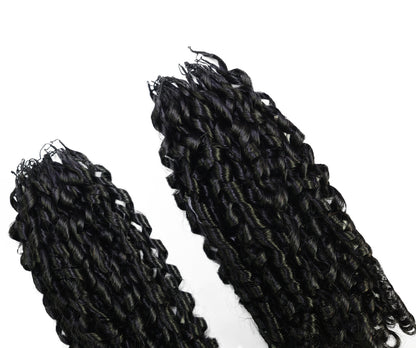 LUXLUXE Knotless Pixie Curly Raw Crochet Natural Human Hair Extensions - 14" 40g 16" 45g & 18" 50g Pre Separated 40 Strands Feather Hairpiece for Women
