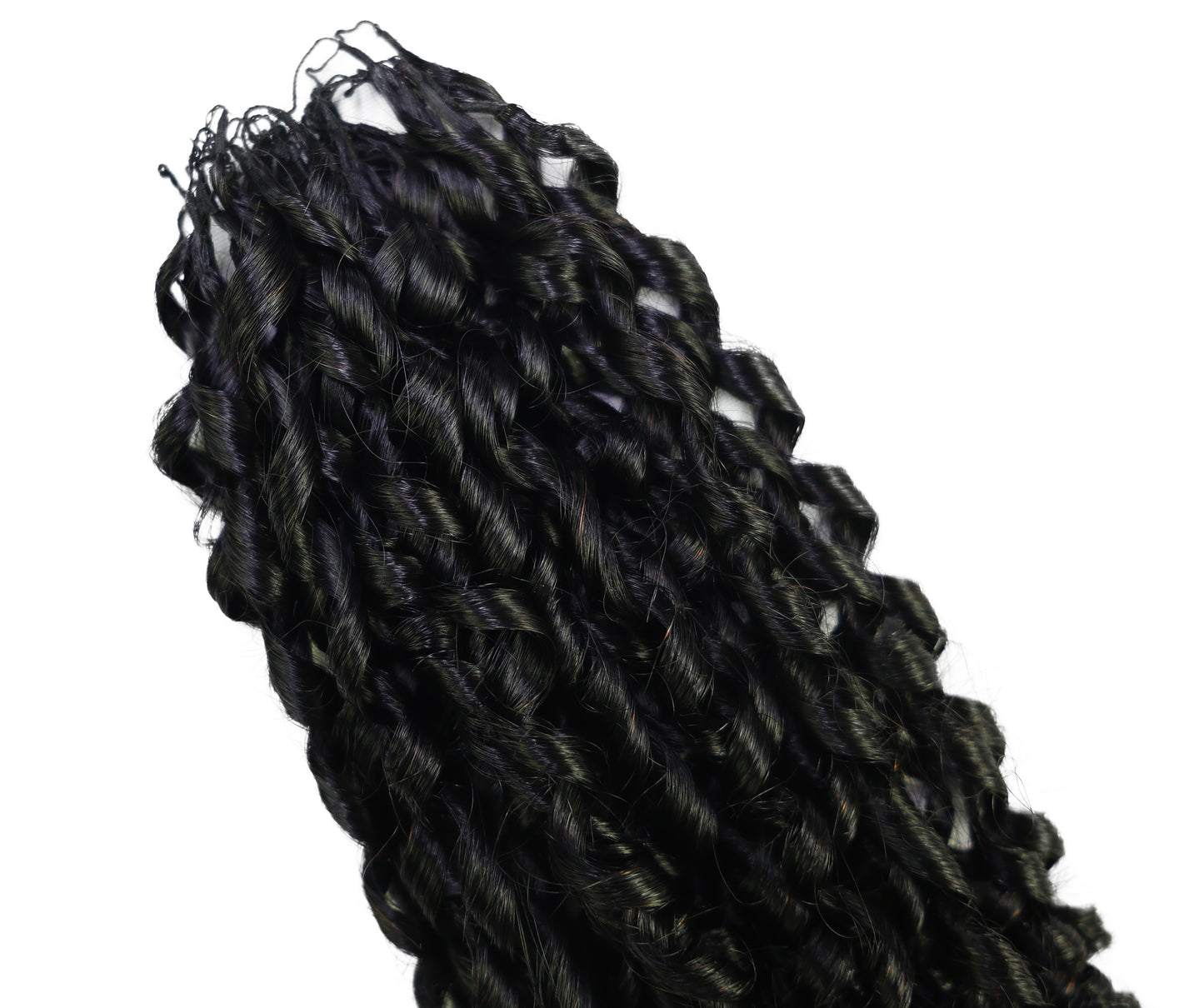 LUXLUXE Knotless Pixie Curly Raw Crochet Natural Human Hair Extensions - 14" 40g 16" 45g & 18" 50g Pre Separated 40 Strands Feather Hairpiece for Women