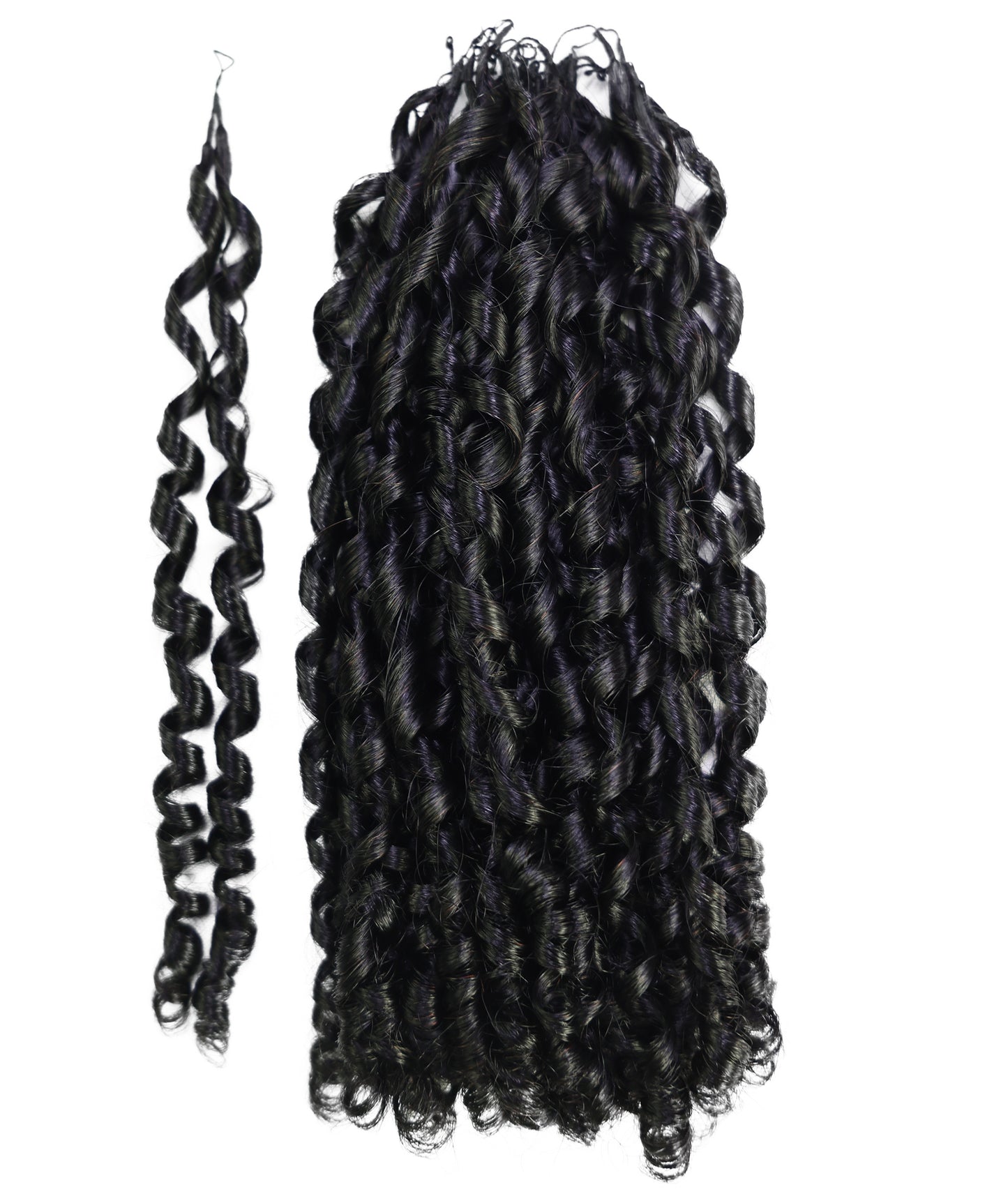 LUXLUXE Knotless Pixie Curly Raw Crochet Natural Human Hair Extensions - 14" 40g 16" 45g & 18" 50g Pre Separated 40 Strands Feather Hairpiece for Women