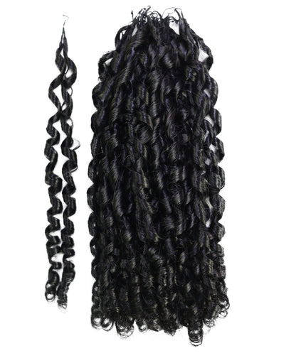 LUXLUXE Knotless Pixie Curly Raw Crochet Natural Human Hair Extensions - 14" 40g 16" 45g & 18" 50g Pre Separated 40 Strands Feather Hairpiece for Women