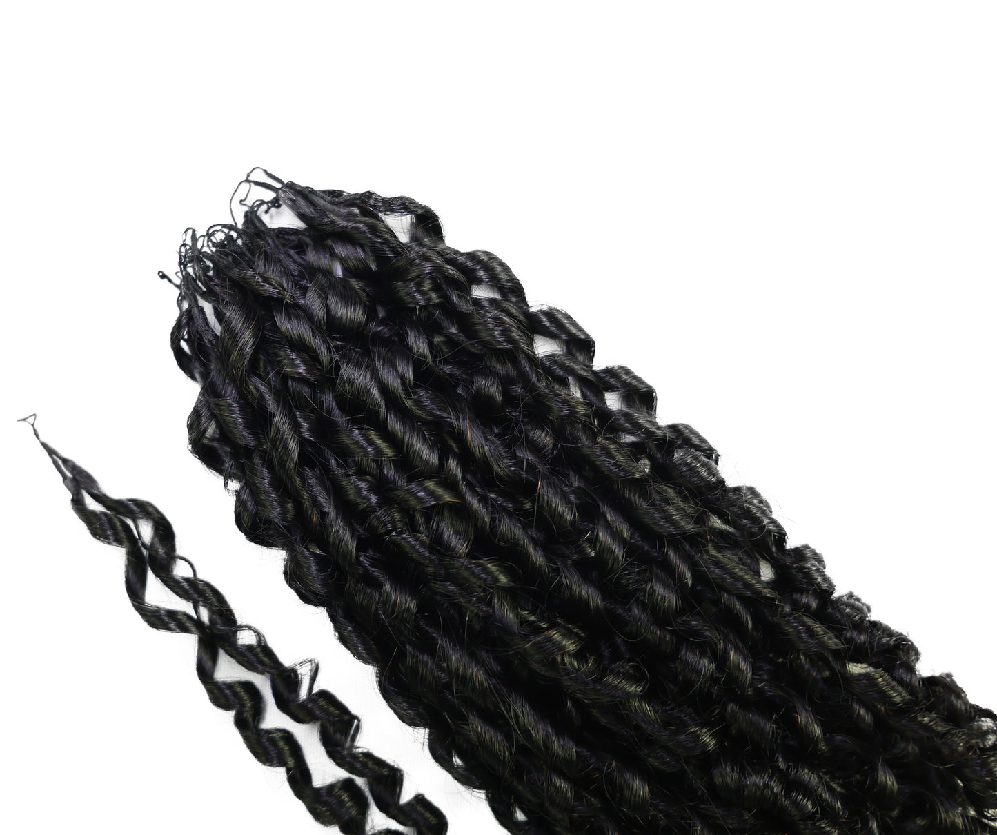 LUXLUXE Knotless Pixie Curly Raw Crochet Natural Human Hair Extensions - 14" 40g 16" 45g & 18" 50g Pre Separated 40 Strands Feather Hairpiece for Women