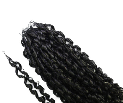 LUXLUXE Knotless Pixie Curly Raw Crochet Natural Human Hair Extensions - 14" 40g 16" 45g & 18" 50g Pre Separated 40 Strands Feather Hairpiece for Women