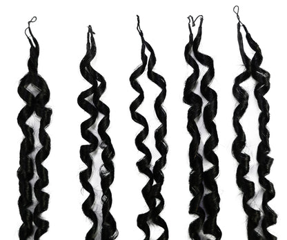LUXLUXE Knotless Pixie Curly Raw Crochet Natural Human Hair Extensions - 14" 40g 16" 45g & 18" 50g Pre Separated 40 Strands Feather Hairpiece for Women