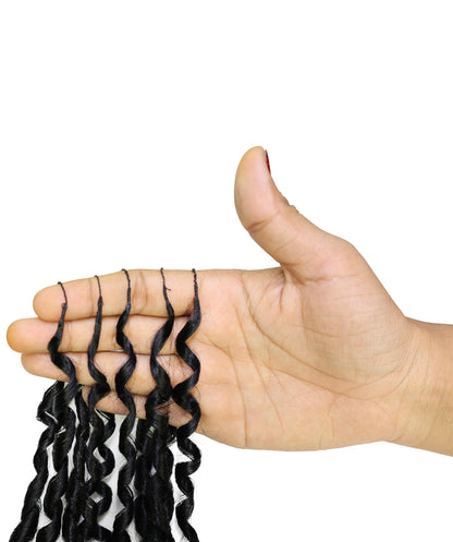 LUXLUXE Knotless Pixie Curly Raw Crochet Natural Human Hair Extensions - 14" 40g 16" 45g & 18" 50g Pre Separated 40 Strands Feather Hairpiece for Women