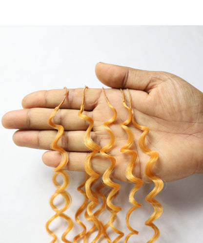 LUXLUXE Water Curl Synthetic Crochet Hair Extensions – Available in 14"  78g 18" 100g & 22" 120g Pre Separated 100 Strands Feather Hairpiece for Natural Bouncy Curls