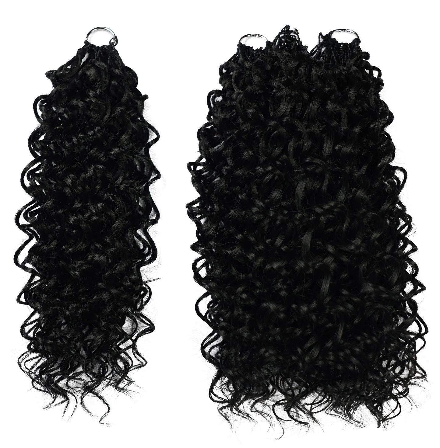 LUXLUXE Dominican Synthetic Crochet Hair Extensions – 14" 78g, 18" 100g, 22" 120g Pre Separated 100 Strands Feather Curly Hairpiece
