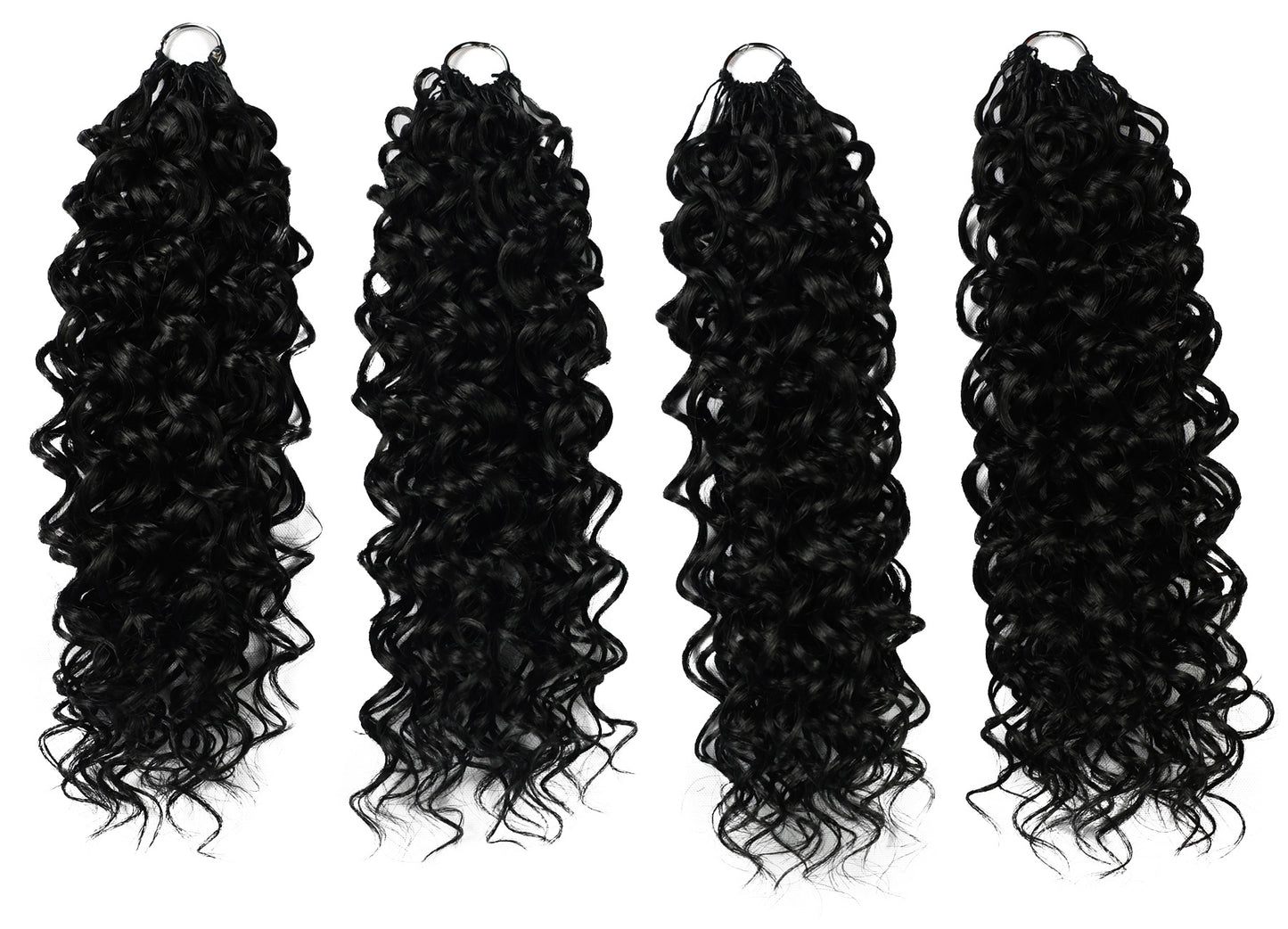 LUXLUXE Dominican Synthetic Crochet Hair Extensions – 14" 78g, 18" 100g, 22" 120g Pre Separated 100 Strands Feather Curly Hairpiece