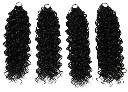 LUXLUXE Dominican Synthetic Crochet Hair Extensions – 14" 78g, 18" 100g, 22" 120g Pre Separated 100 Strands Feather Curly Hairpiece