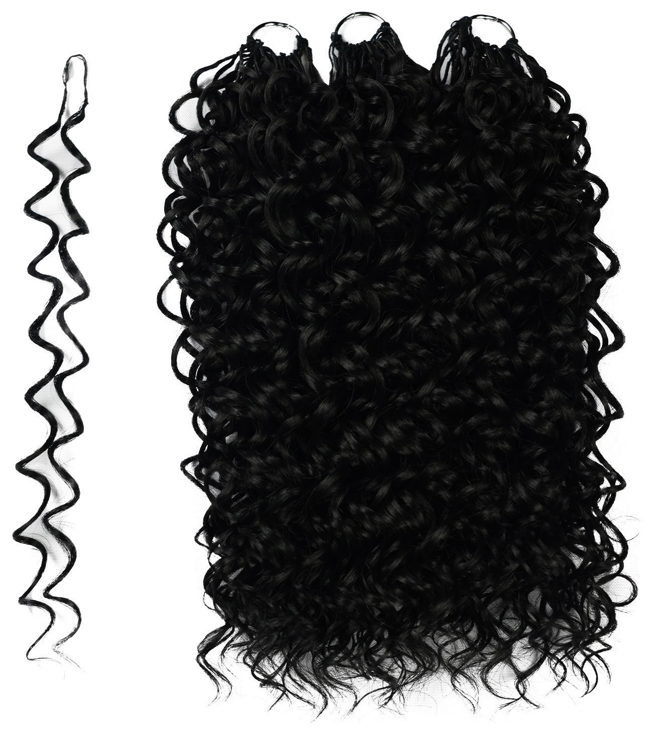 LUXLUXE Dominican Synthetic Crochet Hair Extensions – 14" 78g, 18" 100g, 22" 120g Pre Separated 100 Strands Feather Curly Hairpiece