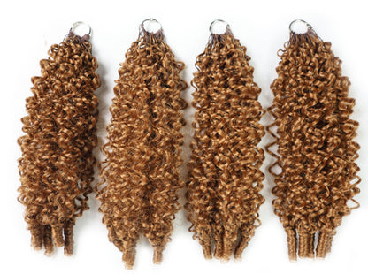 LUXLUXE Burmese Synthetic Crochet Hair Extensions – 14" 78g, 18" 100g, 22" 120g Pre Separated 100 Strands Feather Hairpiece for Soft Curly Protective Styles