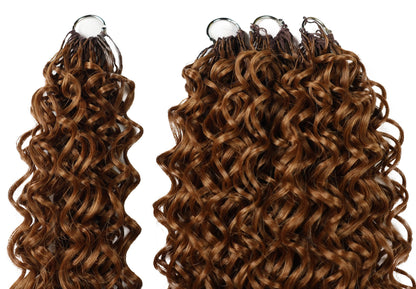 LUXLUXE Dominican Synthetic Crochet Hair Extensions – 14" 78g, 18" 100g, 22" 120g Pre Separated 100 Strands Feather Curly Hairpiece