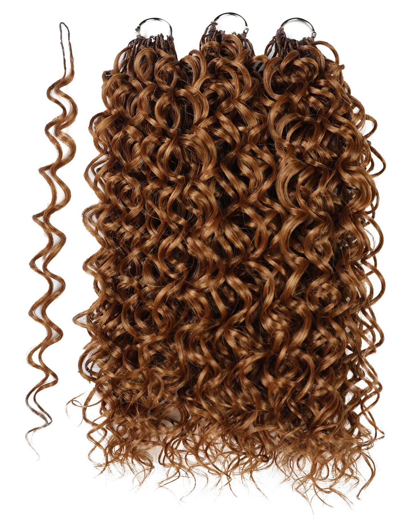LUXLUXE Dominican Synthetic Crochet Hair Extensions – 14" 78g, 18" 100g, 22" 120g Pre Separated 100 Strands Feather Curly Hairpiece