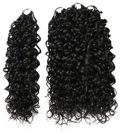LUXLUXE Dominican Synthetic Crochet Hair Extensions – 14" 78g, 18" 100g, 22" 120g Pre Separated 100 Strands Feather Curly Hairpiece
