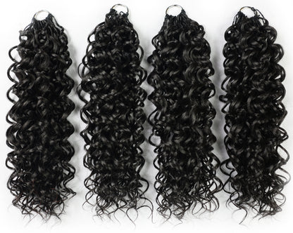 LUXLUXE Dominican Synthetic Crochet Hair Extensions – 14" 78g, 18" 100g, 22" 120g Pre Separated 100 Strands Feather Curly Hairpiece