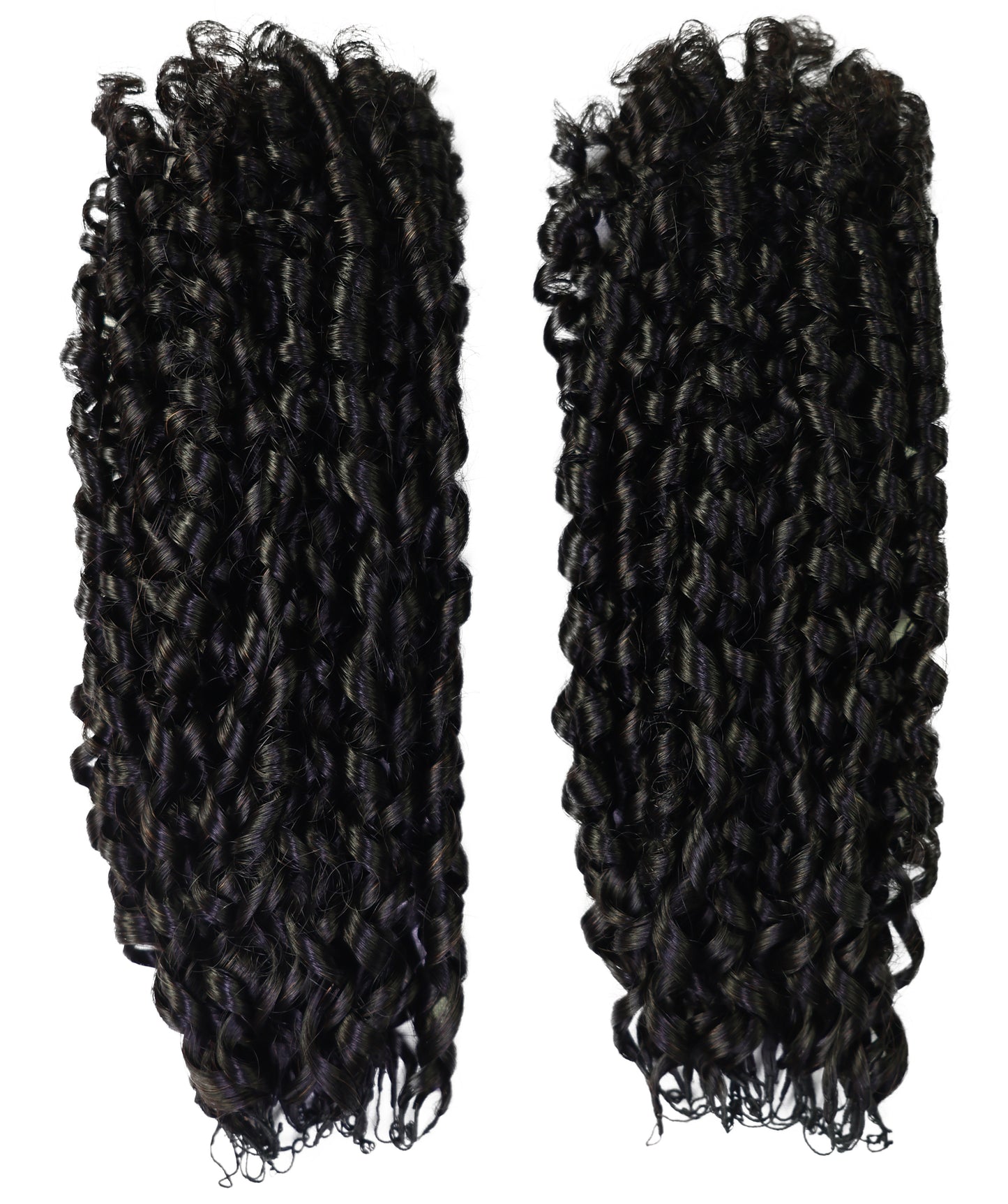 LUXLUXE Knotless Pixie Curly Raw Crochet Natural Human Hair Extensions - 14" 40g 16" 45g & 18" 50g Pre Separated 40 Strands Feather Hairpiece for Women