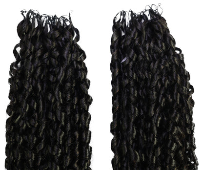LUXLUXE Knotless Pixie Curly Raw Crochet Natural Human Hair Extensions - 14" 40g 16" 45g & 18" 50g Pre Separated 40 Strands Feather Hairpiece for Women