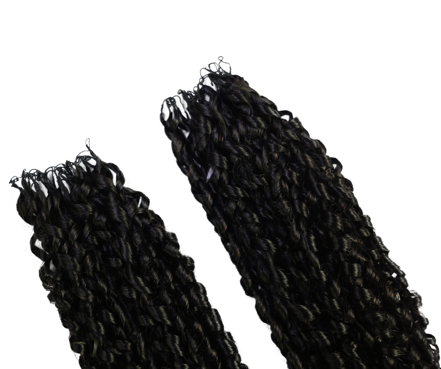 LUXLUXE Knotless Pixie Curly Raw Crochet Natural Human Hair Extensions - 14" 40g 16" 45g & 18" 50g Pre Separated 40 Strands Feather Hairpiece for Women