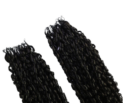 LUXLUXE Knotless Pixie Curly Raw Crochet Natural Human Hair Extensions - 14" 40g 16" 45g & 18" 50g Pre Separated 40 Strands Feather Hairpiece for Women