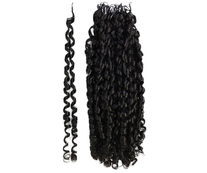 LUXLUXE Knotless Pixie Curly Raw Crochet Natural Human Hair Extensions - 14" 40g 16" 45g & 18" 50g Pre Separated 40 Strands Feather Hairpiece for Women
