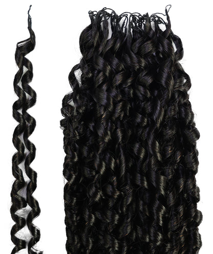LUXLUXE Knotless Pixie Curly Raw Crochet Natural Human Hair Extensions - 14" 40g 16" 45g & 18" 50g Pre Separated 40 Strands Feather Hairpiece for Women