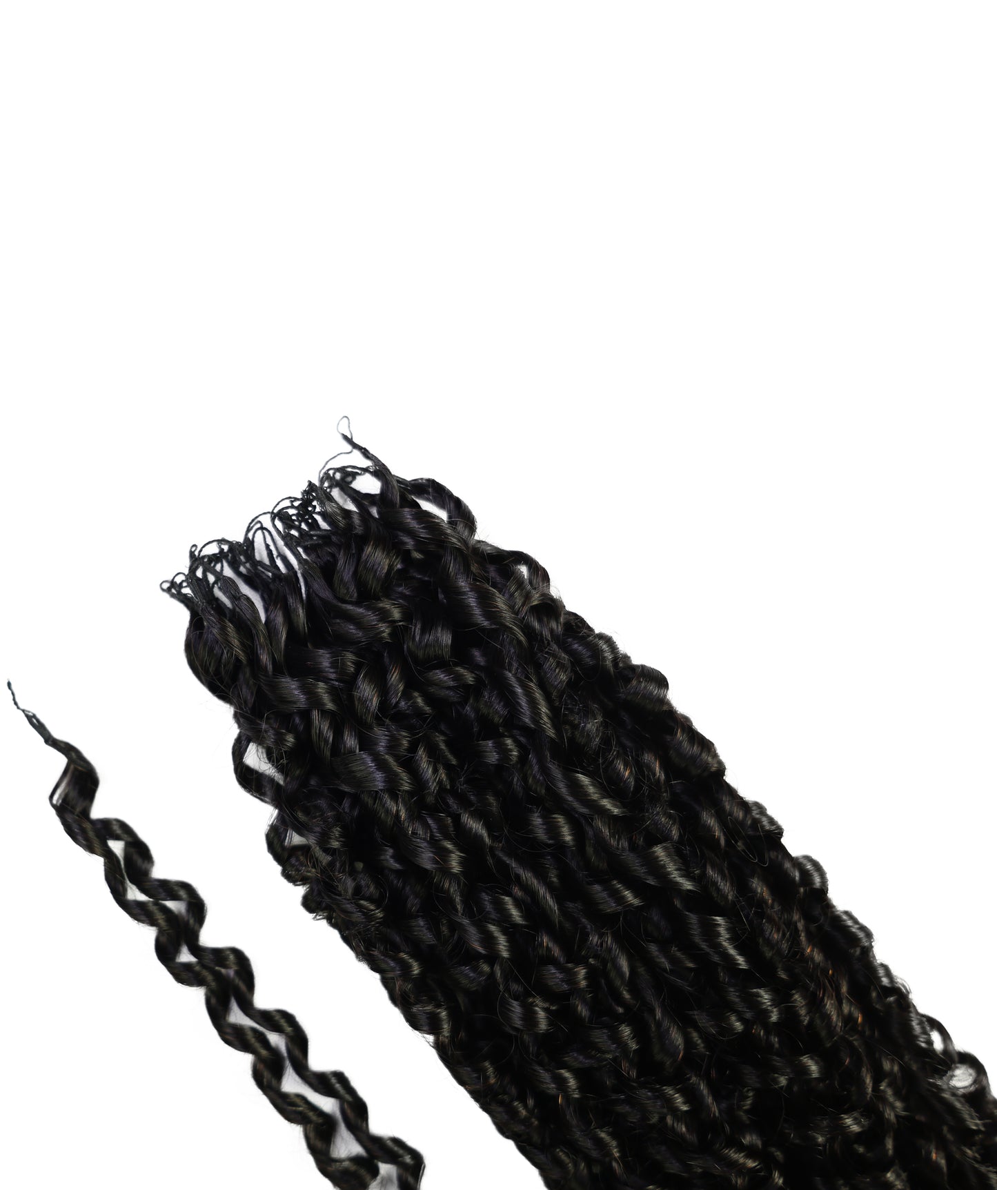 LUXLUXE Knotless Pixie Curly Raw Crochet Natural Human Hair Extensions - 14" 40g 16" 45g & 18" 50g Pre Separated 40 Strands Feather Hairpiece for Women