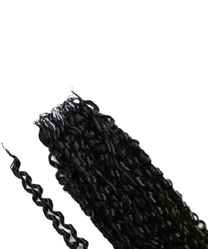LUXLUXE Knotless Pixie Curly Raw Crochet Natural Human Hair Extensions - 14" 40g 16" 45g & 18" 50g Pre Separated 40 Strands Feather Hairpiece for Women