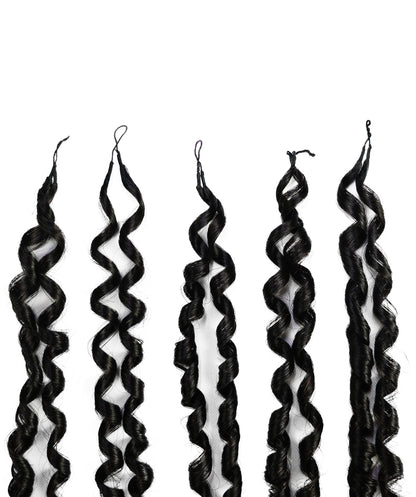 LUXLUXE Knotless Pixie Curly Raw Crochet Natural Human Hair Extensions - 14" 40g 16" 45g & 18" 50g Pre Separated 40 Strands Feather Hairpiece for Women