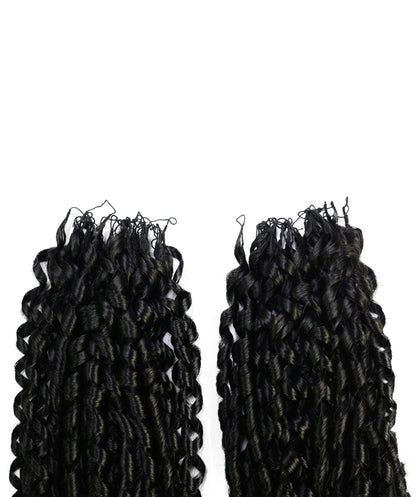 LUXLUXE Knotless Pixie Curly Raw Crochet Natural Human Hair Extensions - 14" 40g 16" 45g & 18" 50g Pre Separated 40 Strands Feather Hairpiece for Women