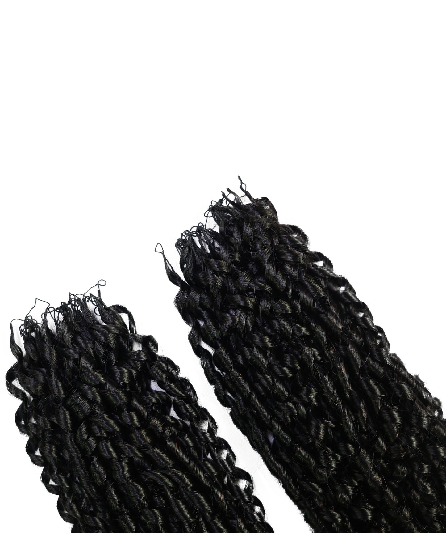 LUXLUXE Knotless Pixie Curly Raw Crochet Natural Human Hair Extensions - 14" 40g 16" 45g & 18" 50g Pre Separated 40 Strands Feather Hairpiece for Women