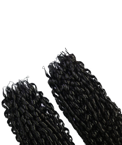 LUXLUXE Knotless Pixie Curly Raw Crochet Natural Human Hair Extensions - 14" 40g 16" 45g & 18" 50g Pre Separated 40 Strands Feather Hairpiece for Women
