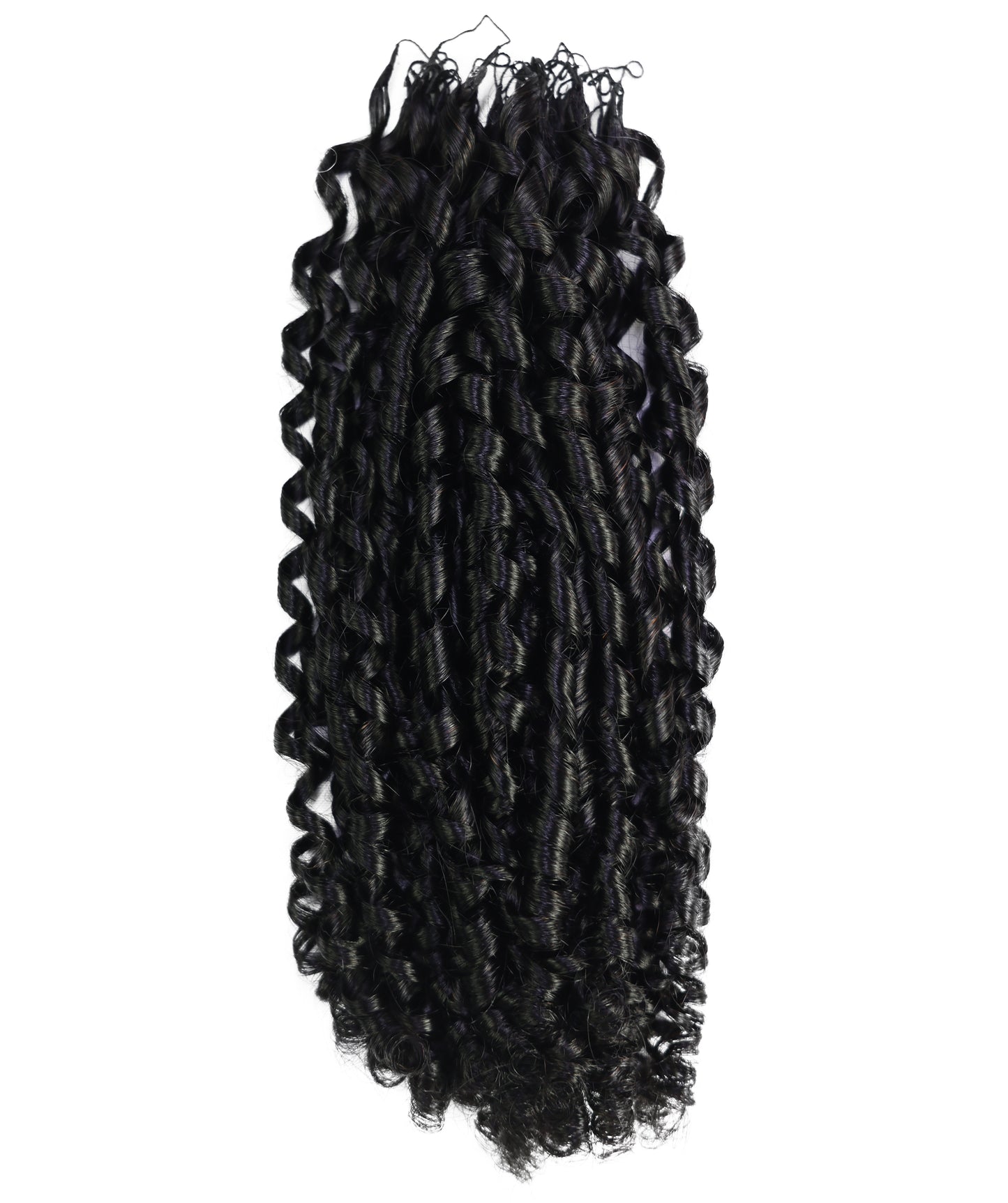 LUXLUXE Knotless Pixie Curly Raw Crochet Natural Human Hair Extensions - 14" 40g 16" 45g & 18" 50g Pre Separated 40 Strands Feather Hairpiece for Women