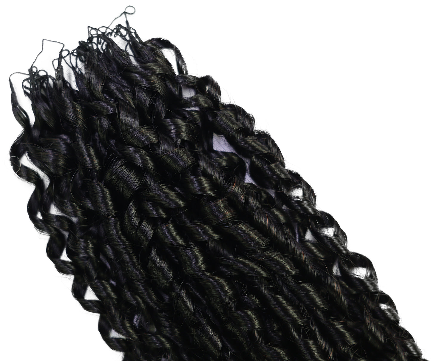 LUXLUXE Knotless Pixie Curly Raw Crochet Natural Human Hair Extensions - 14" 40g 16" 45g & 18" 50g Pre Separated 40 Strands Feather Hairpiece for Women