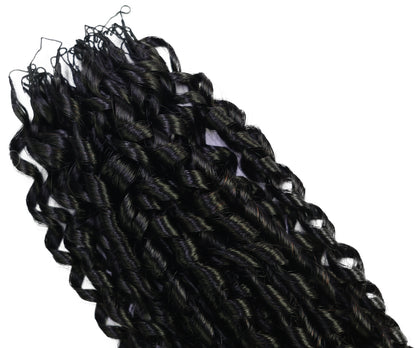 LUXLUXE Knotless Pixie Curly Raw Crochet Natural Human Hair Extensions - 14" 40g 16" 45g & 18" 50g Pre Separated 40 Strands Feather Hairpiece for Women