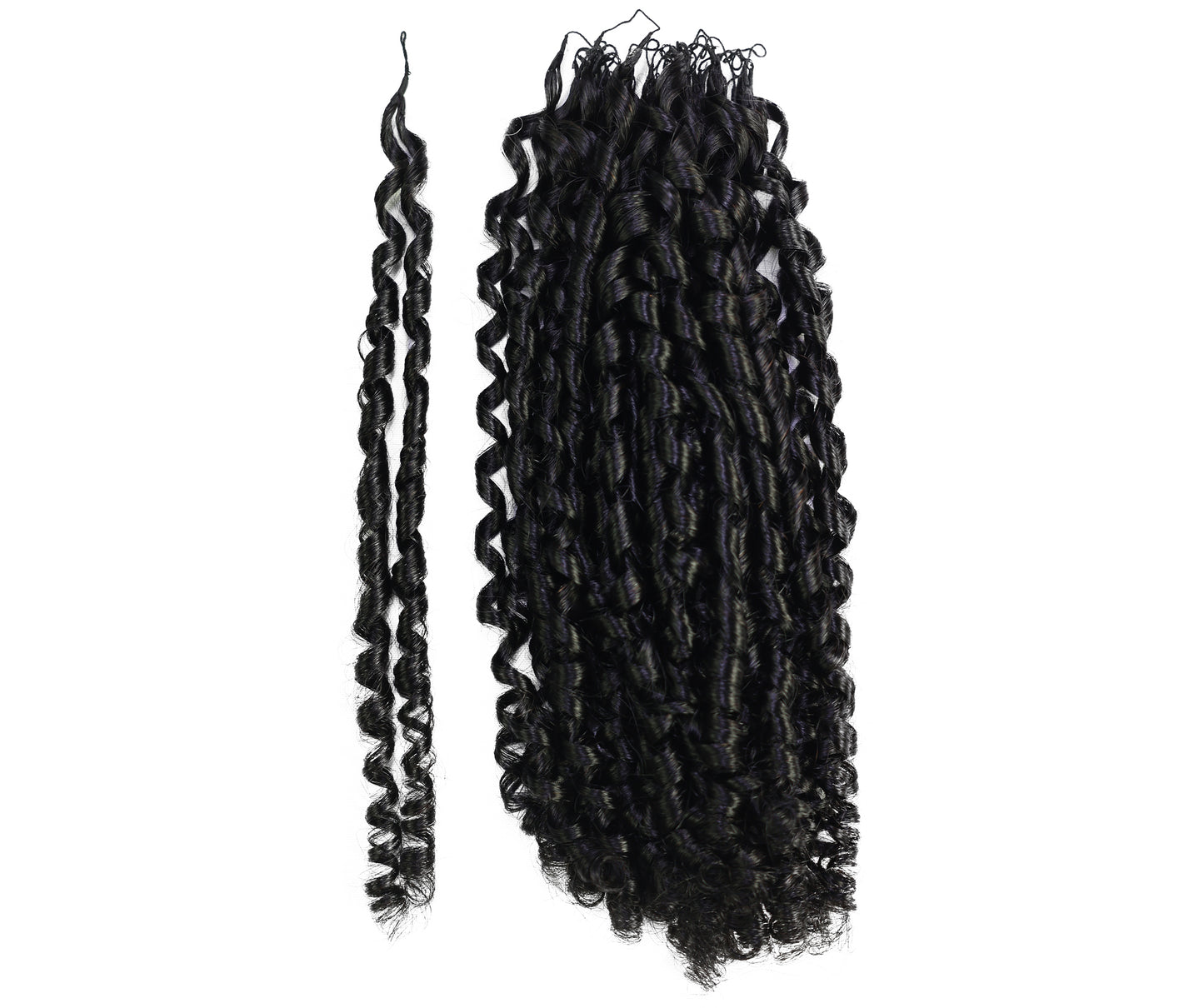 LUXLUXE Knotless Pixie Curly Raw Crochet Natural Human Hair Extensions - 14" 40g 16" 45g & 18" 50g Pre Separated 40 Strands Feather Hairpiece for Women
