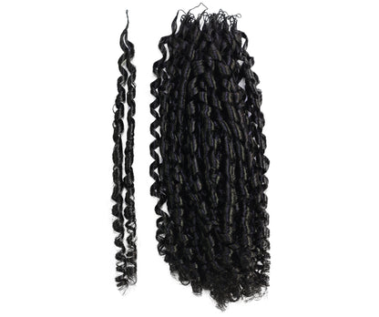 LUXLUXE Knotless Pixie Curly Raw Crochet Natural Human Hair Extensions - 14" 40g 16" 45g & 18" 50g Pre Separated 40 Strands Feather Hairpiece for Women