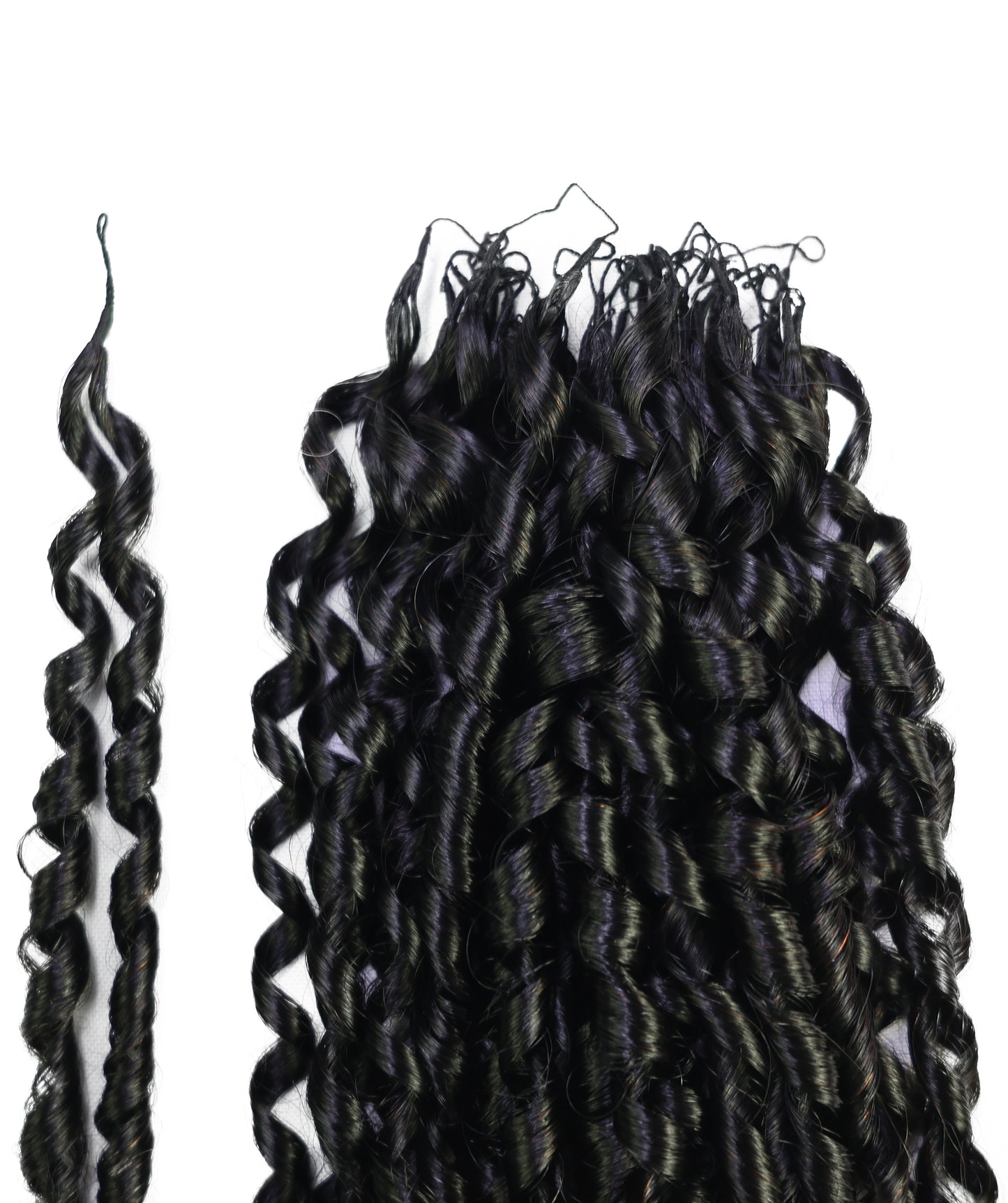LUXLUXE Knotless Pixie Curly Raw Crochet Natural Human Hair Extensions - 14" 40g 16" 45g & 18" 50g Pre Separated 40 Strands Feather Hairpiece for Women