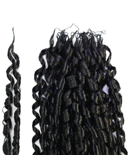 LUXLUXE Knotless Pixie Curly Raw Crochet Natural Human Hair Extensions - 14" 40g 16" 45g & 18" 50g Pre Separated 40 Strands Feather Hairpiece for Women