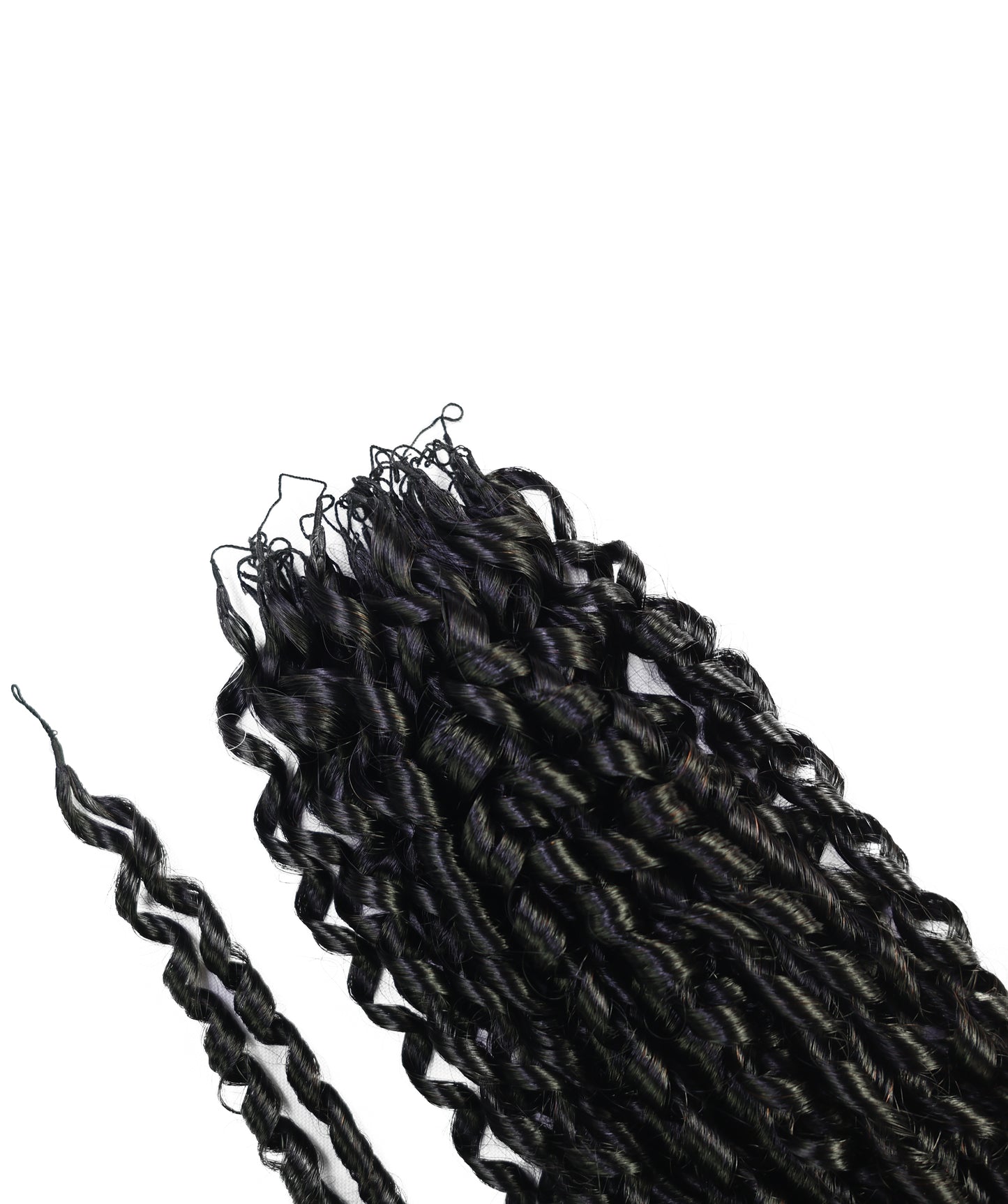 LUXLUXE Knotless Pixie Curly Raw Crochet Natural Human Hair Extensions - 14" 40g 16" 45g & 18" 50g Pre Separated 40 Strands Feather Hairpiece for Women