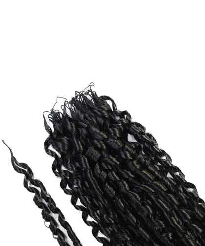 LUXLUXE Knotless Pixie Curly Raw Crochet Natural Human Hair Extensions - 14" 40g 16" 45g & 18" 50g Pre Separated 40 Strands Feather Hairpiece for Women