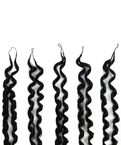 LUXLUXE Knotless Pixie Curly Raw Crochet Natural Human Hair Extensions - 14" 40g 16" 45g & 18" 50g Pre Separated 40 Strands Feather Hairpiece for Women